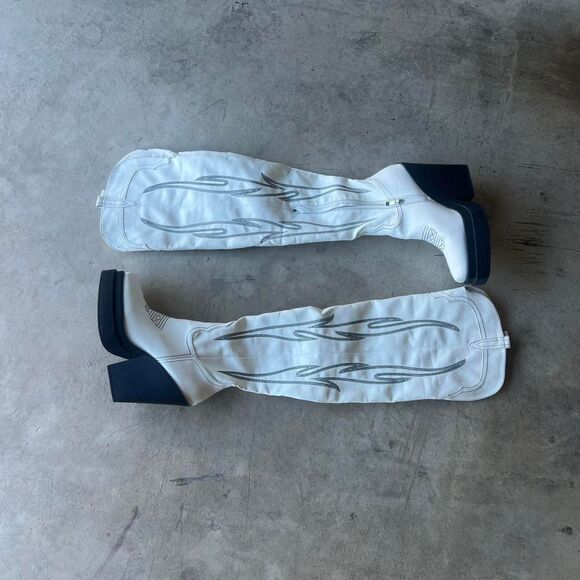 boots Shoes - Boots White y2k high heel cowgirl cowboy western long leg Womens size 9